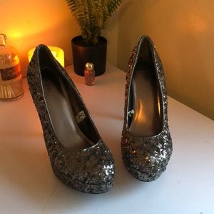 Silver Glitter High Heels